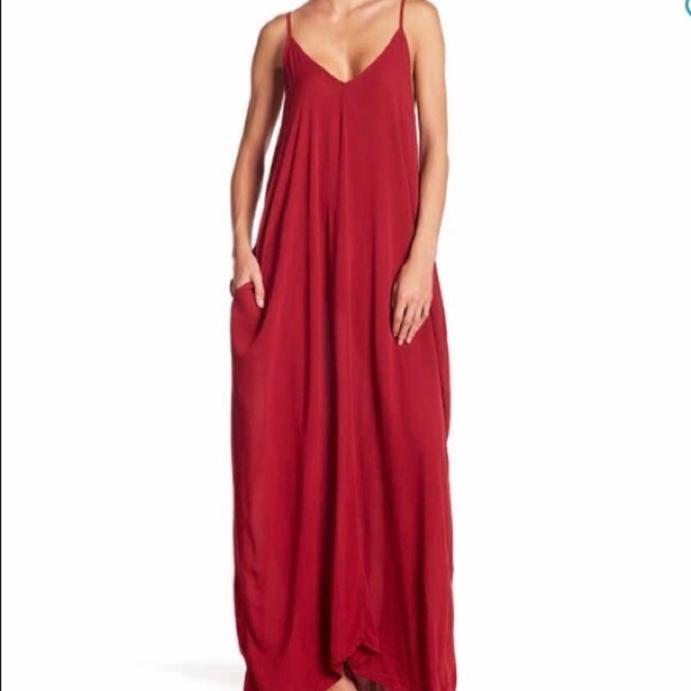 NWOT Love Stitch Women's Light Linen Simple Maxi Dress with pockets